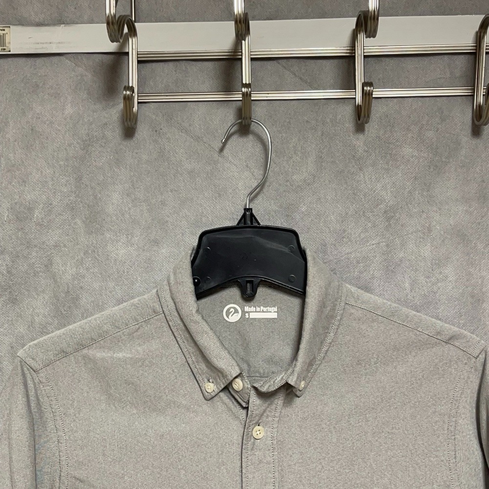 Outlier NYC Shirt Men's S Gray Oxford Blazed Slim Academia Dress Preppy Portugal